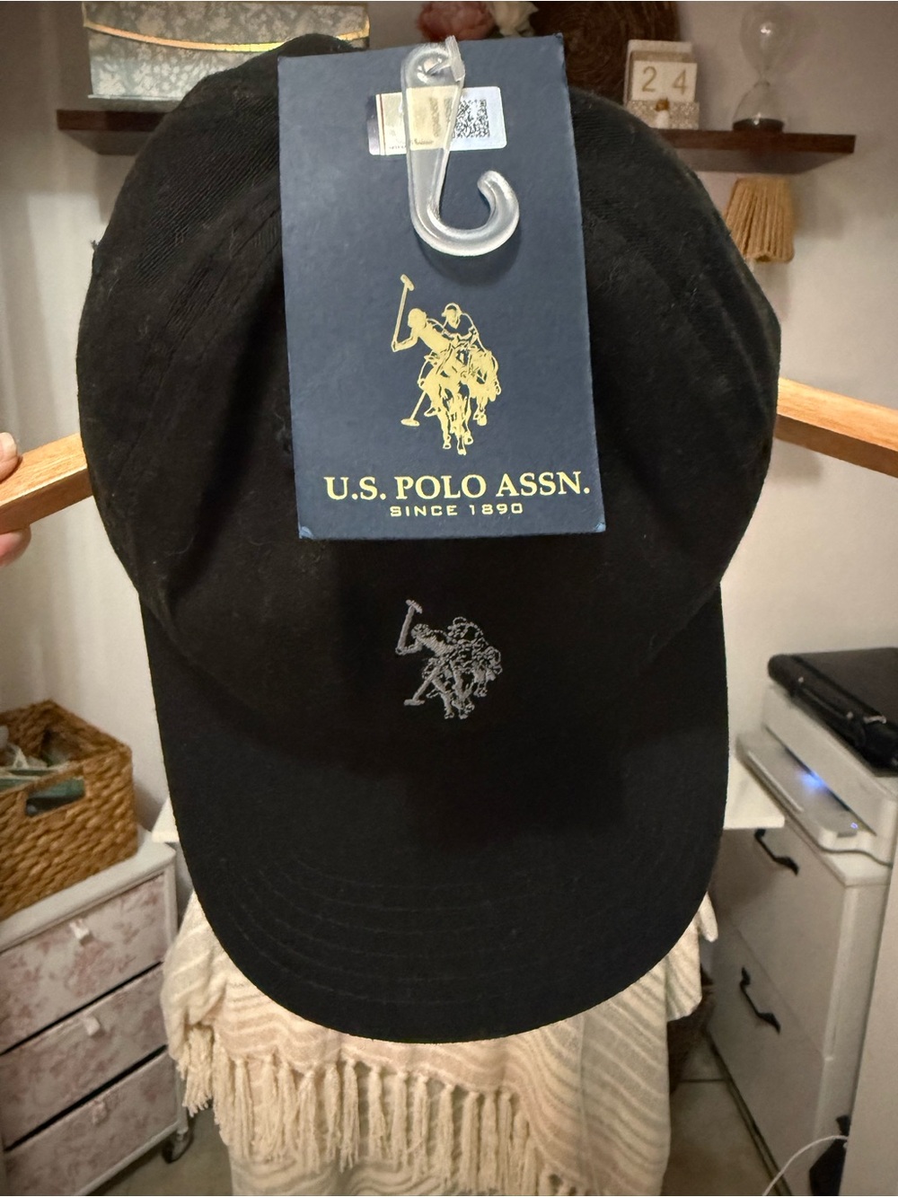 U.S. Polo Assn. by Ralph Lauren Black Baseball Cap with White Embroidered Logo